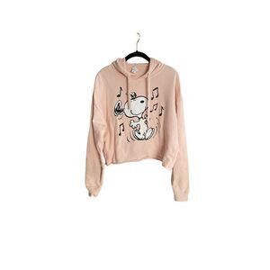 Peanuts, snoopy, pink, long sleeve, crop graphic hoodie, size large